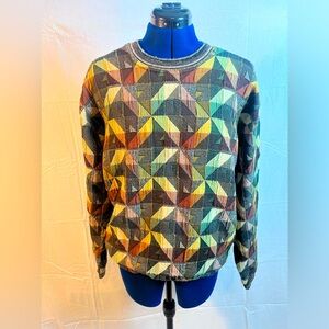 Vintage, rare Jhane Barnes geometric textured sweater.